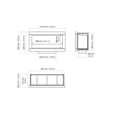 Frame 800SS Single Sided Fireplace Drawings