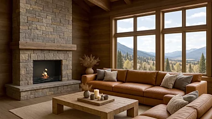 EcoSmart Fire Heritage 42SS Fireplace elevates a Residential Cabin living room with a wall-mounted ventless bioethanol installation indoors.