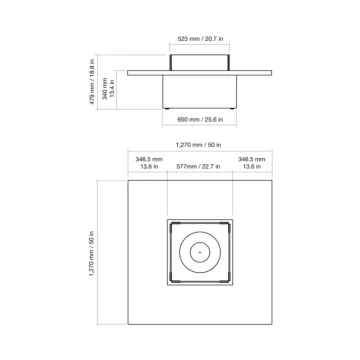 Vertigo 50L Fire Table Line Drawing