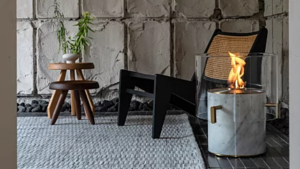 EcoSmart Fire Pillar 3L Designer Fireplace creates a ventless bioethanol focal point in Seouchon Architecture Hub contemporary lounge.