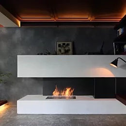 電気・ガス・煙突が不要なため、壁や家具等に容易に埋め込むことが出来ます。
自由かつ簡単に組み込め、リフォームやリノベーションに最適です。

...