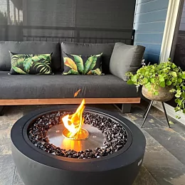 The perfect balcony set up Featuring ‘Truro’ two seater, ecosmartfire