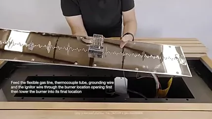 Feeding gas line, thermocouple, grounding wire, and ignitor wirethrough theopening
