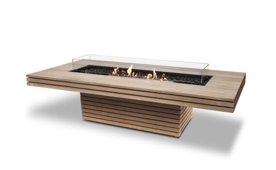 Gin 90 (Chat) Fire Pit - Ethanol - Black / Teak / *Optional fire screen / Teak colours may vary by EcoSmart Fire